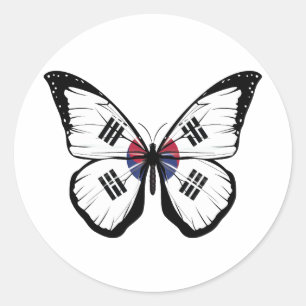 South Korea Butterfly Flag Classic Round Sticker
