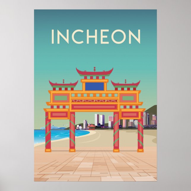 South Korea city travel poster vintage  (Front)
