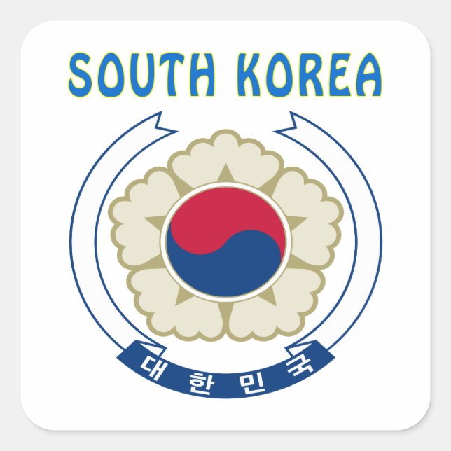 SOUTH KOREA Coat Of Arms Square Sticker (Front)