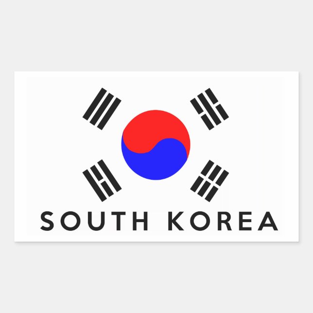 south korea country flag symbol name text rectangular sticker (Front)
