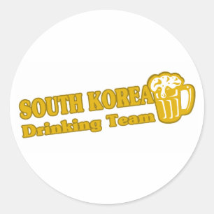 South Korea Drinking Team Classic Round Sticker