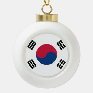South Korea Flag Ceramic Ball Christmas Ornament