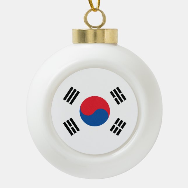 South Korea Flag Ceramic Ball Christmas Ornament (Front)