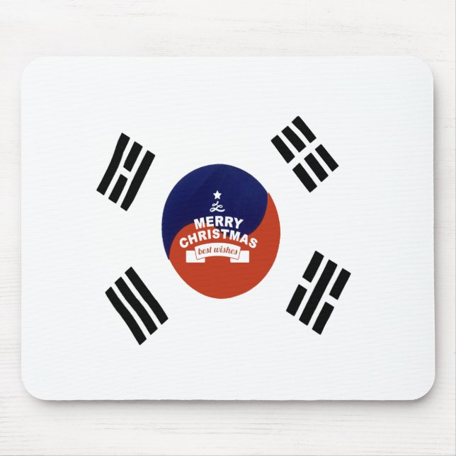 South Korea Flag Christmas: Merry Christmas Wishes Mouse Pad (Front)