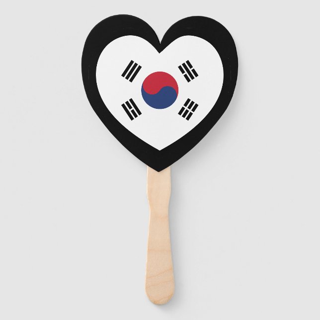 South Korea Flag Heart Hand Fan (Front)