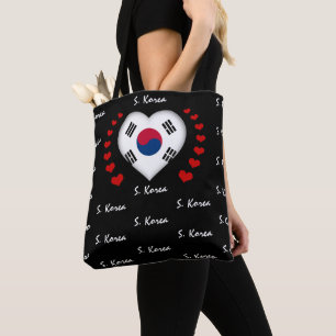 South Korea Flag, Heart Korean Flag fashion /sport Tote Bag