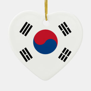 South Korea Flag Heart Ornament