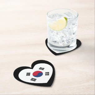 South Korea Flag Heart Paper Coaster