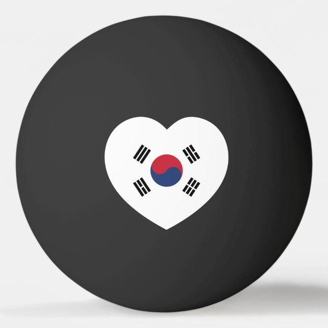 South Korea Flag Heart Ping Pong Ball (Front)