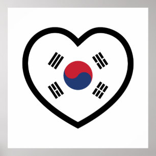 South Korea Flag Heart Poster
