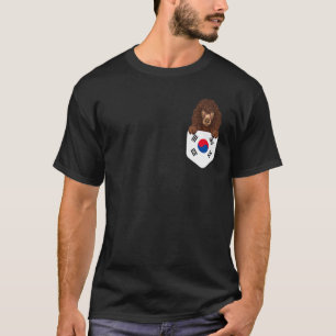 South Korea Flag Irish Water Spaniel Dog In Pocket T-Shirt