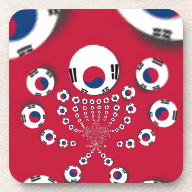 South Korea Flag Kaleidoscope Art Print Coaster (Front)