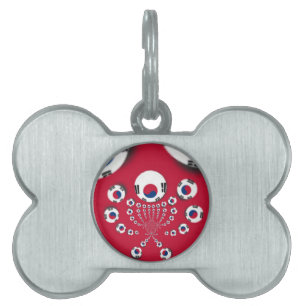 South Korea Flag Kaleidoscope Art Print Pet Name Tag