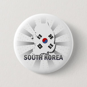 South Korea Flag Map 2.0 6 Cm Round Badge