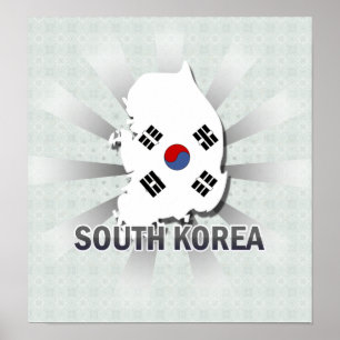 South Korea Flag Map 2.0 Poster