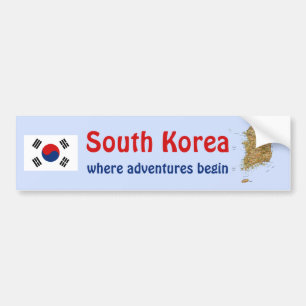 South Korea Flag + Map Bumper Sticker