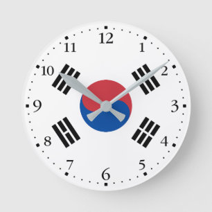 South Korea Flag Round Clock