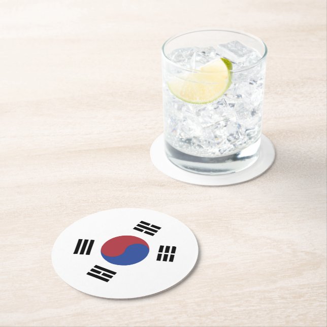 South Korea flag Round Paper Coaster (Insitu)