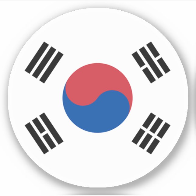 South Korea Flag Round Sticker (Front)