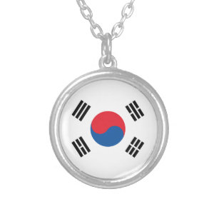 South Korea Flag Silver Plated Necklace