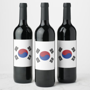 South Korea flag Wine Label