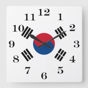 South Korea flag - Yin Yang Square Wall Clock