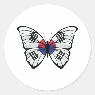 South Korea Hypolimnas Butterfly Classic Round Sticker