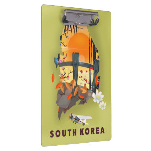 South Korea illustrated map poster Clipboard