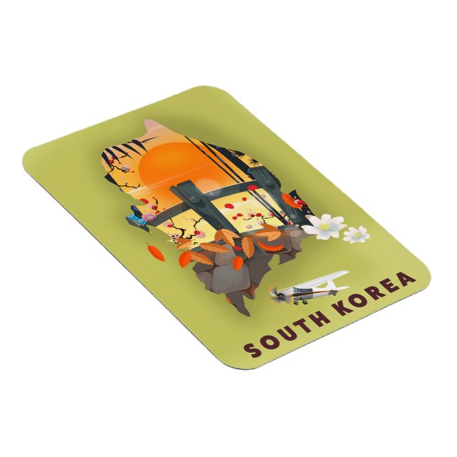 South Korea illustrated map poster Magnet (Right Side)
