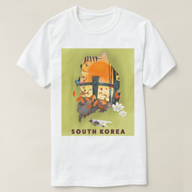 South Korea illustrated map poster T-Shirt (Design Front)