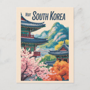 South Korea Landscape Illustration Travel Art Postcard