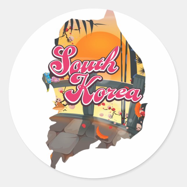 South Korea Map Classic Round Sticker (Front)
