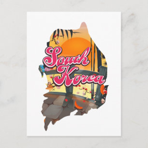 South Korea Map Postcard