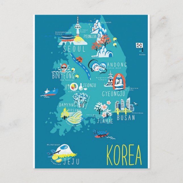 South Korea map  Postcard (Front)