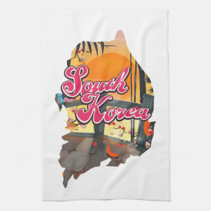 South Korea Map Tea Towel