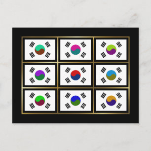 South Korea Multihue Flags Postcard