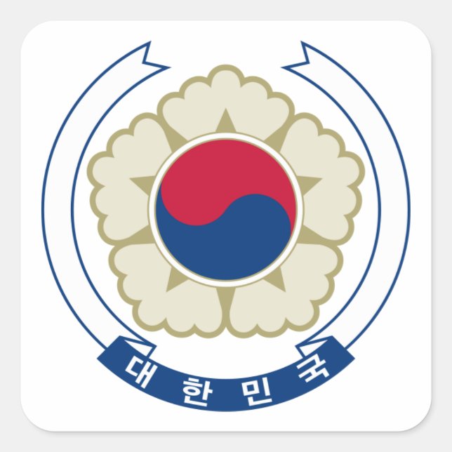 South Korea National Emblem Square Sticker (Front)