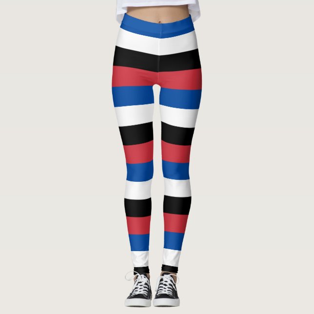 South Korea National Flag Colours Horizontal Strip Leggings (Front)