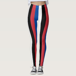 South Korea National Flag Colours Vertical Striped Leggings