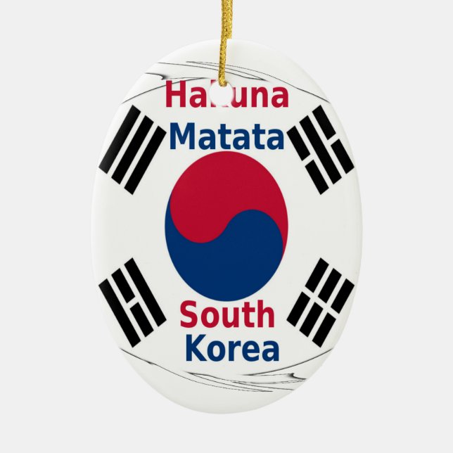 South Korea National Flag, Korean Taegeukgi Pride  Ceramic Tree Decoration (Front)