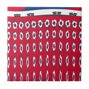 South Korea Polka Dot Flag Art Design: A Red Base  Ceramic Tile