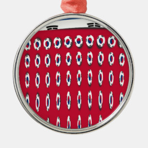 South Korea Polka Dot Flag Art Design: A Red Base  Metal Tree Decoration