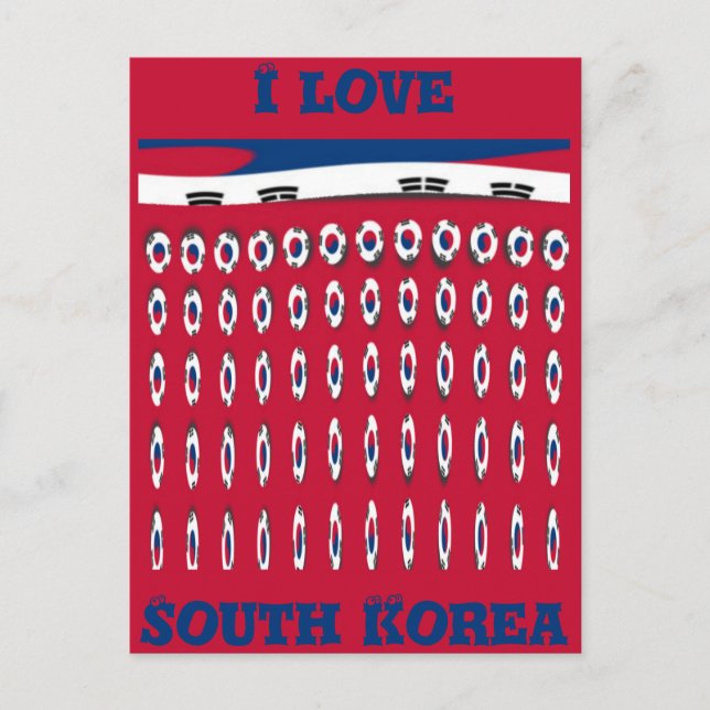 South Korea Polka Dot Flag Art Design: A Red Base  Postcard (Front)