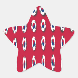 South Korea Polka Dot Flag Art Design: A Red Base  Star Sticker