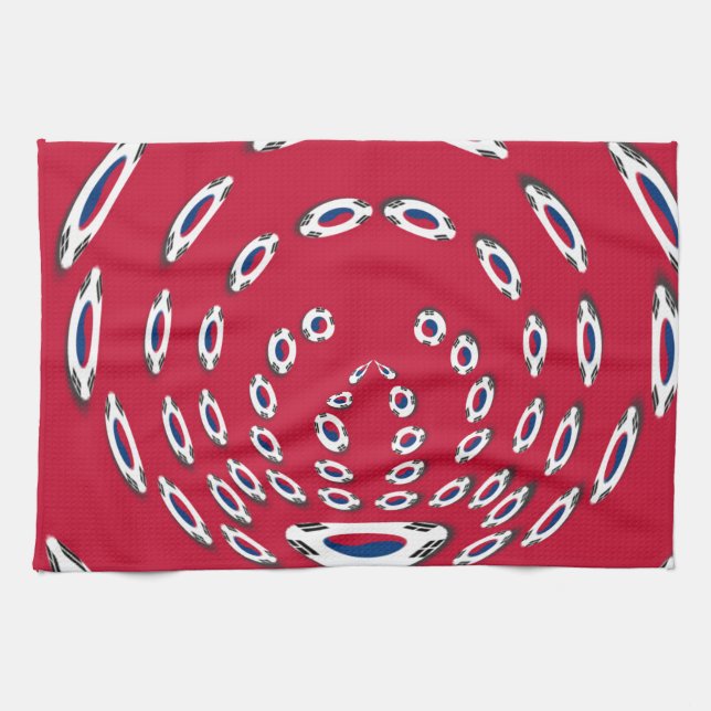 South Korea Polka Dot flag Tea Towel (Horizontal)