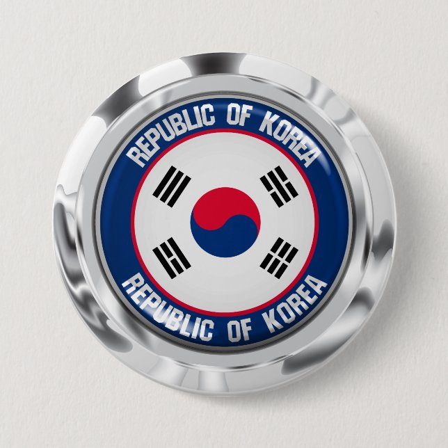 South Korea Round Emblem 7.5 Cm Round Badge (Front)