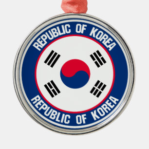 South Korea Round Emblem Metal Ornament