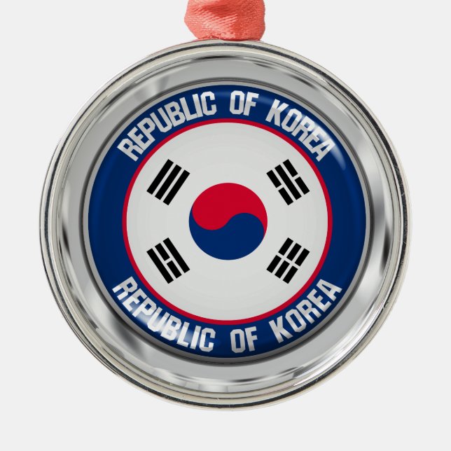 South Korea Round Emblem Metal Ornament (Front)