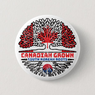South Korea South Korean Canadian Canada Tree 6 Cm Round Badge