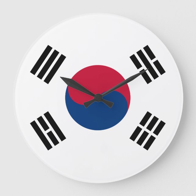 South Korea (South Korean) Flag Large Clock (Front)